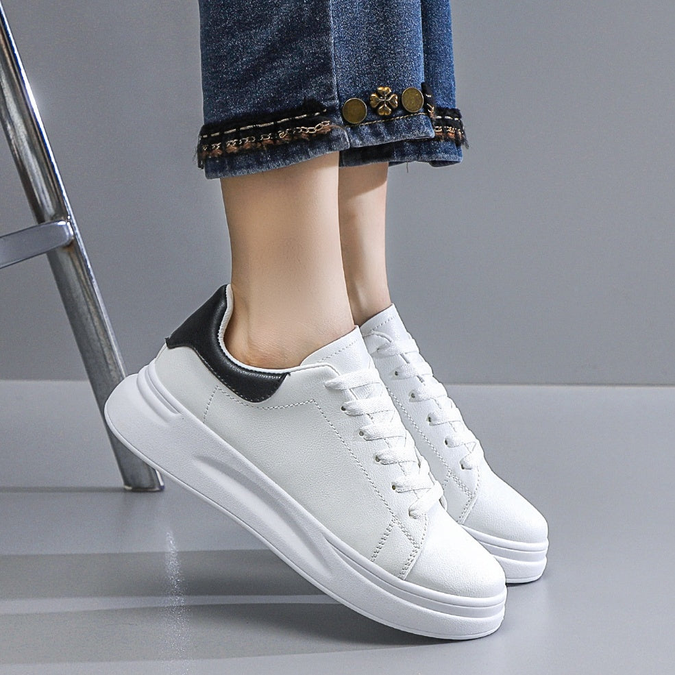Women's Platform Sports Casual Sneakers - Lace-Up Athletic Fashion Shoes
