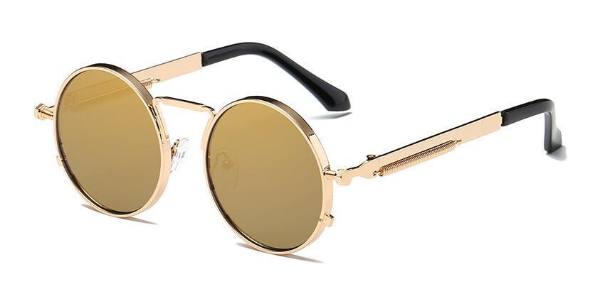 Luxury Vintage Retro Unisex  Men and Woman Sunglasses Punk Style Round Metal Frame Colorful Lens Sung lasses Fashion Eyewear Gafas sol mujer