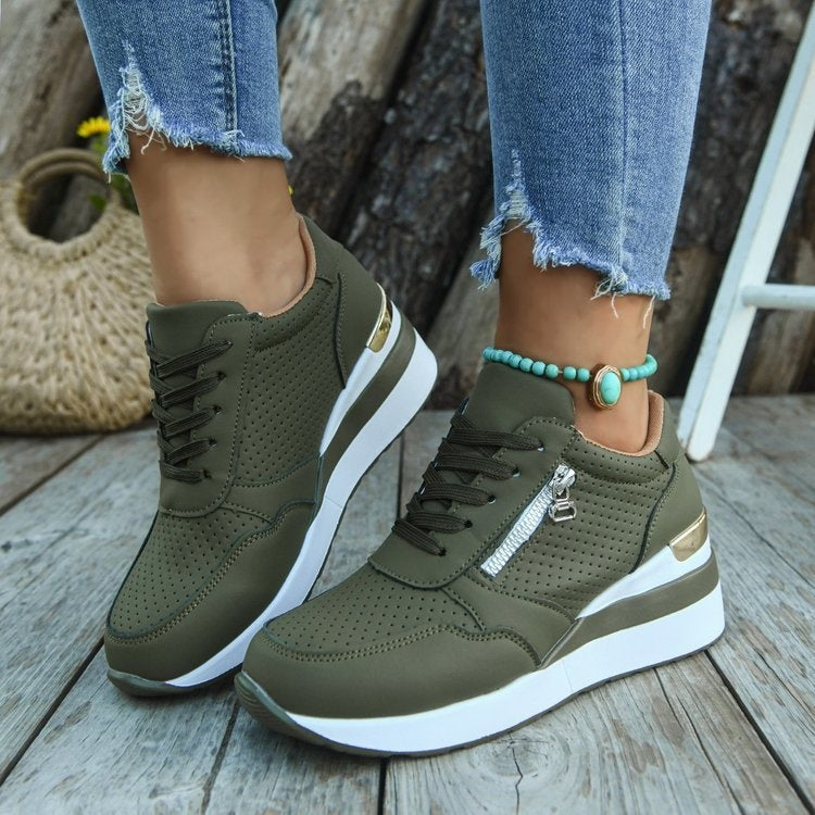 Casual Lightweight Athletic Sneakers for Women | Round Toe High-Top Sports Shoes | Blue, Black, Gray