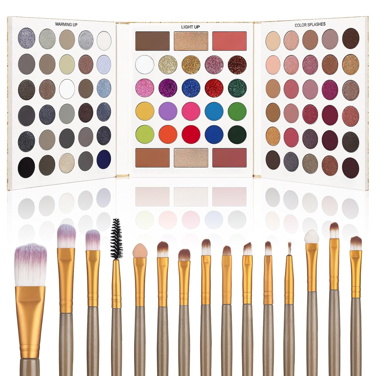 UCANBE Eyeshadow Palette with 15Pcs Brushes Makeup Set, Pigmented 86 Colors Make up Sets Valentine'S Day Gift, Matte Shimmer Glitter Eye Shadow Pallet Highlighter Contour Blush Powder Brush Beauty Kit