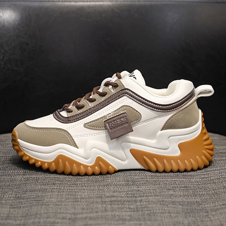 Women's Contrast-Color Lace Sneakers | Synthetic Leather Low-Cut Sport Shoes