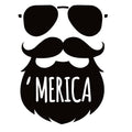 Merica Decal - Patriotic Beard Decal for Cars, Laptops & More - 8005