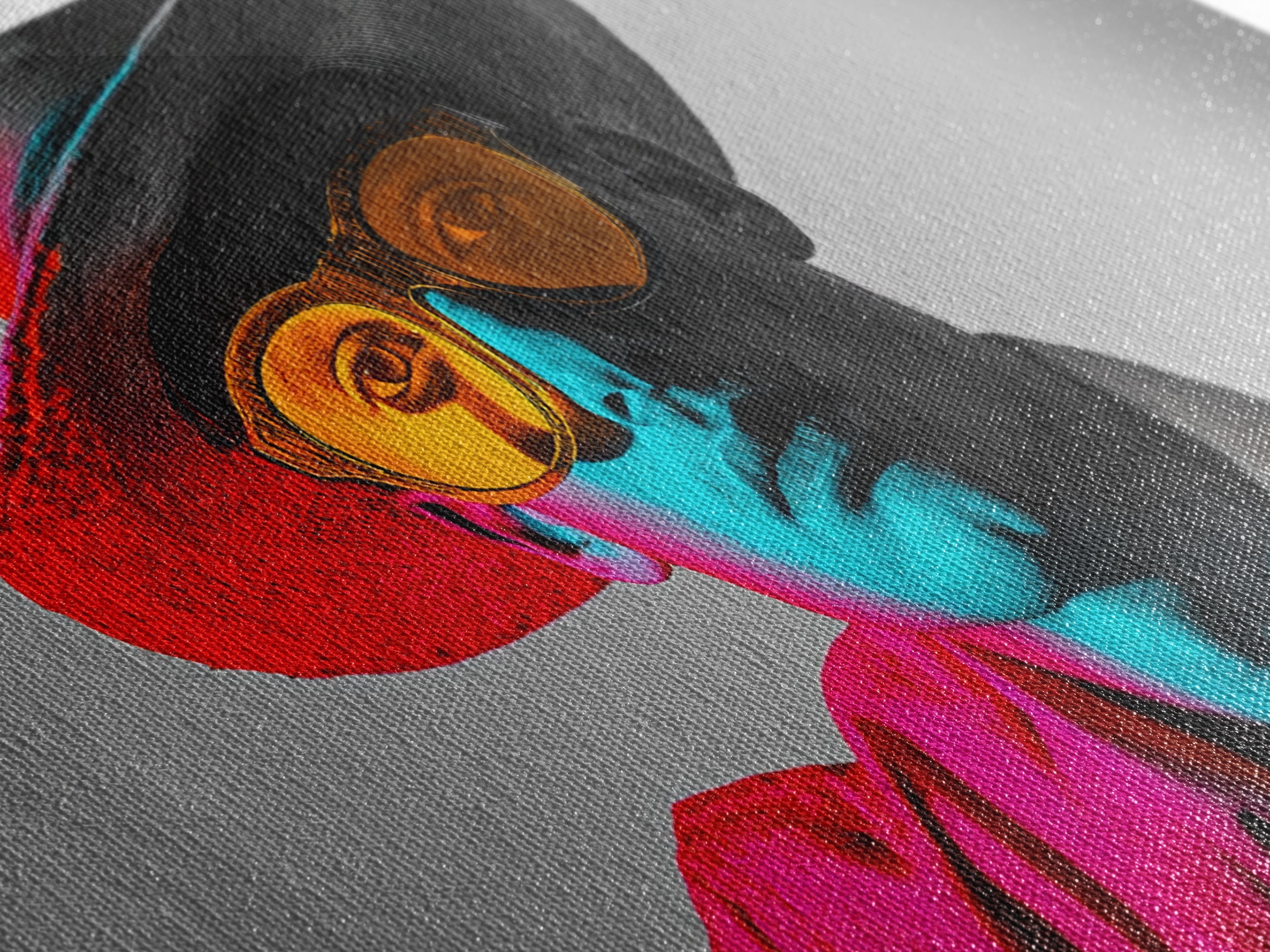 Retro Pop Portrait, Neon Style, Cowboy Glasses, Framed Canvas Print, Modern Pop Art, Color Splash Decor, Bedroom Wall Art, Urban Art