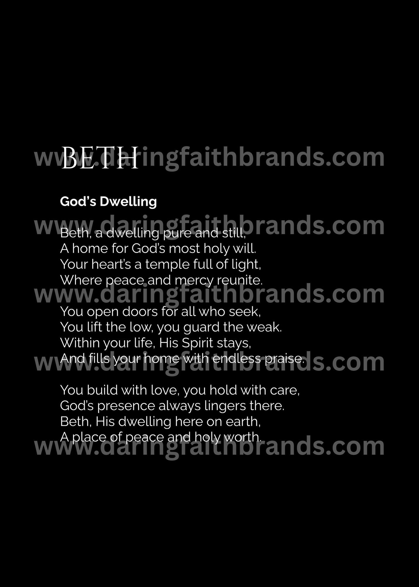 Beth - Name Meaning Poem - Digital Download