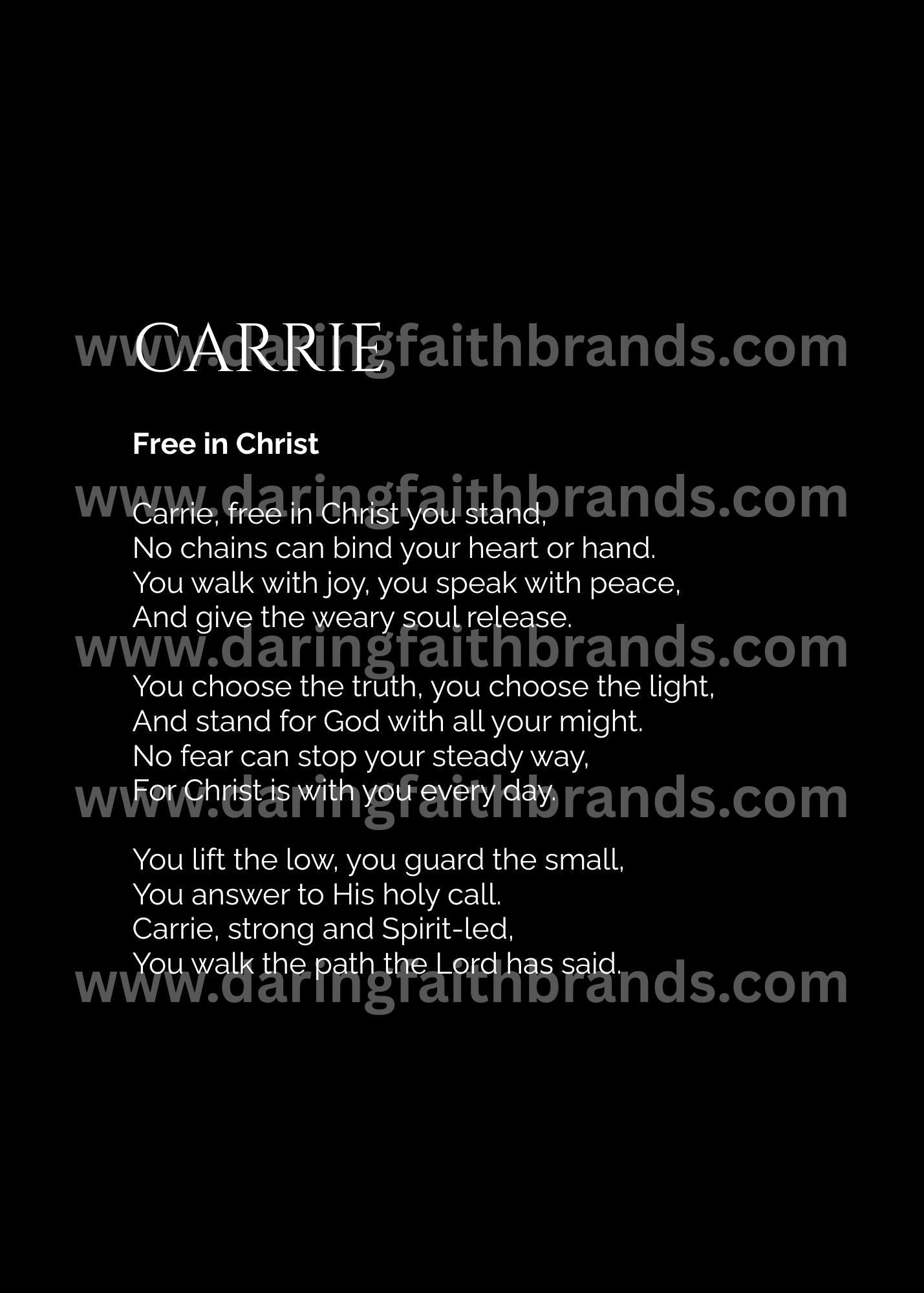 Carrie - Name Meaning Poem - Digital Download
