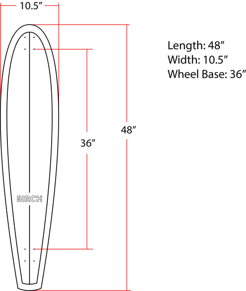 BIRCH 48" Classic Cruiser: Classic Retro Longboard Skateboard