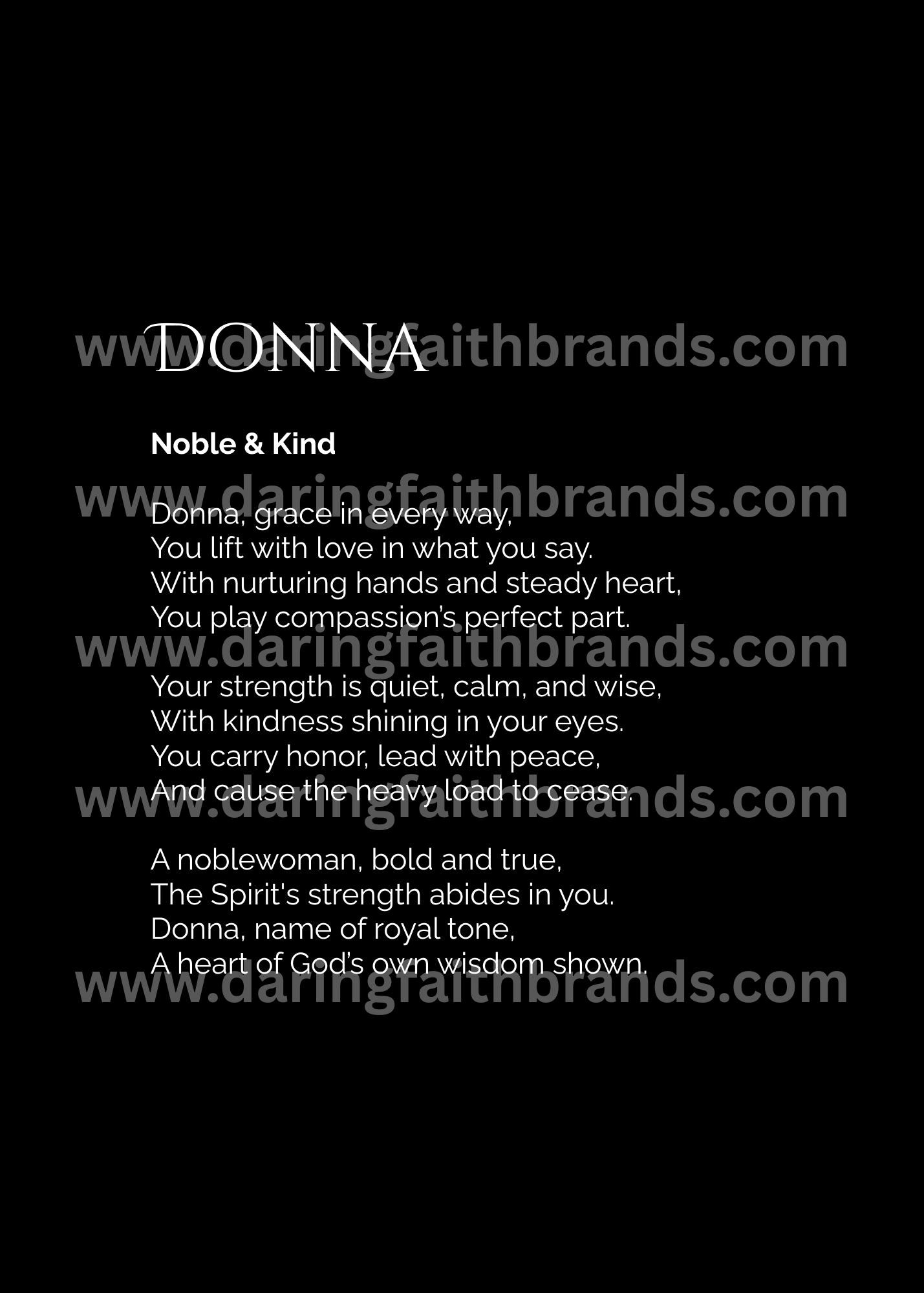 Donna - Name Meaning Poem - Digital Download