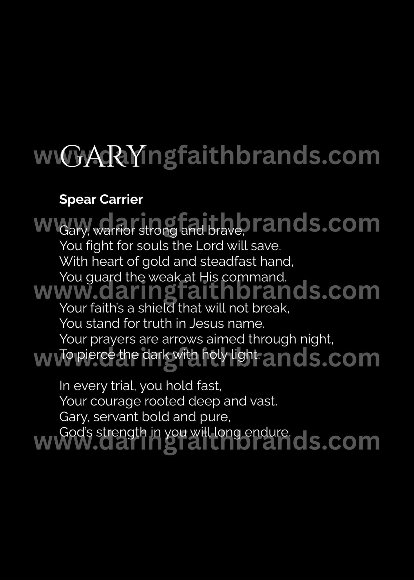 Gary - Name Meaning Poem - Digital Download