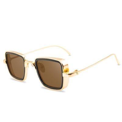 Trend Vintage Steampunk Sunglasses For Men Retro Metal Square Eyewear Trendy Brand Sunglasses For Mens In Elegant Luxury Retro Design