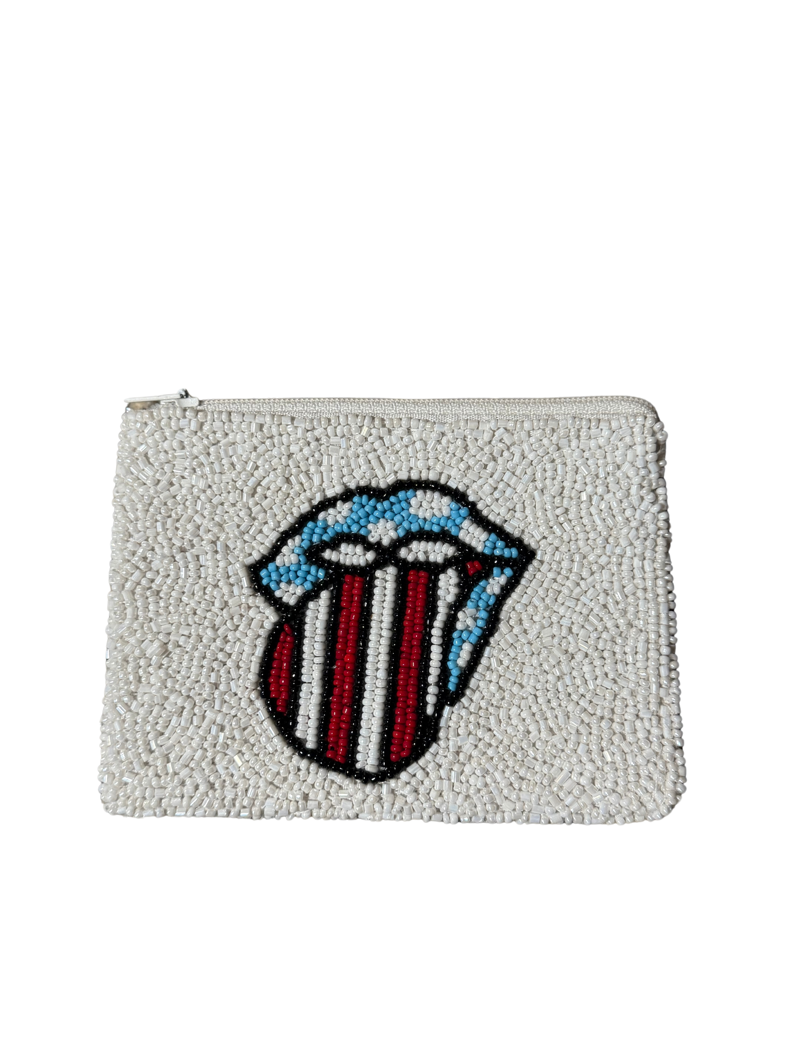 Star-Spangled Lips Beaded Pouch