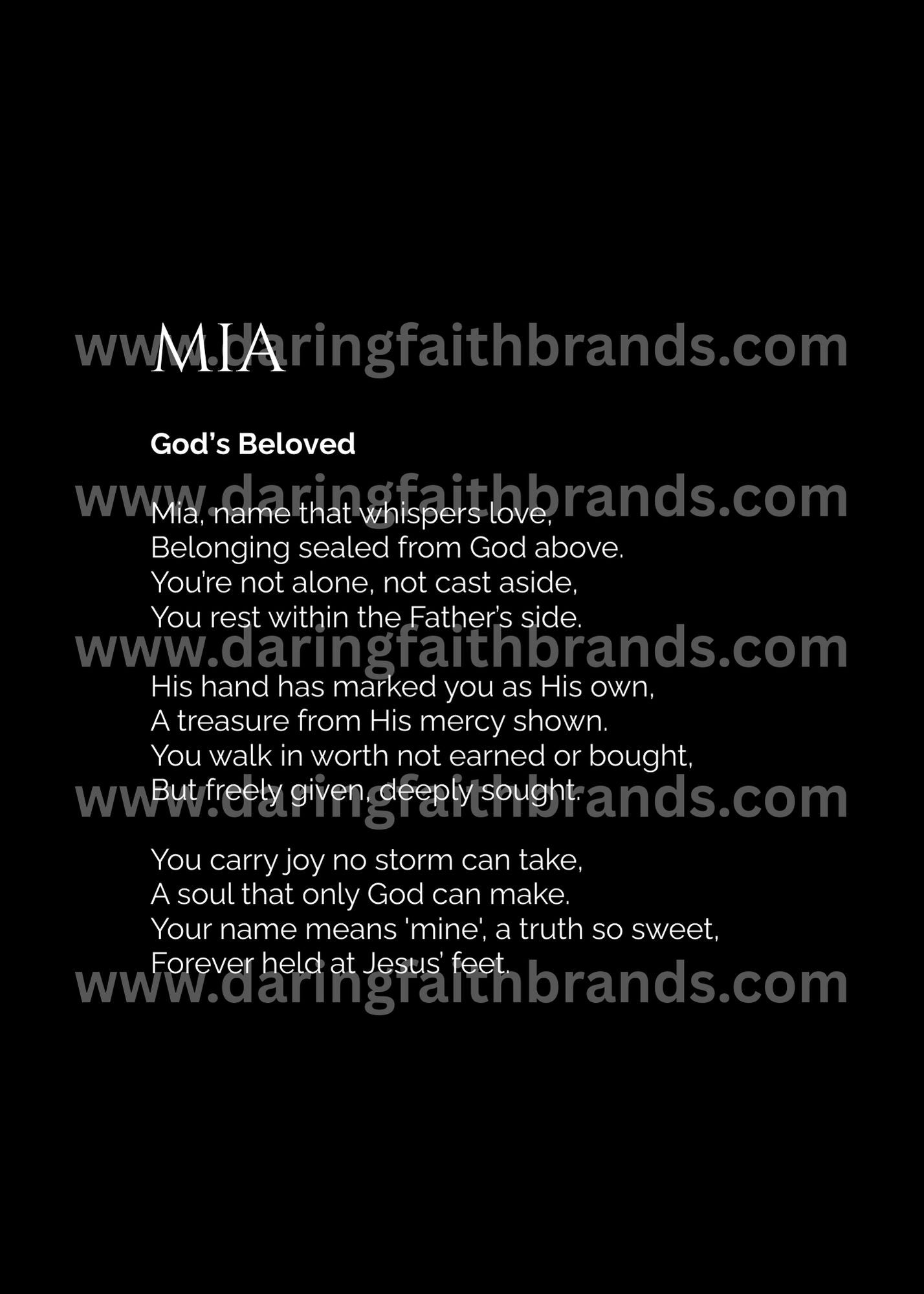 Mia - Name Meaning Poem - Digital Download