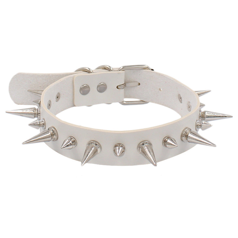 Black Punk Rock Leather Gothic Spike Trend Necklaces