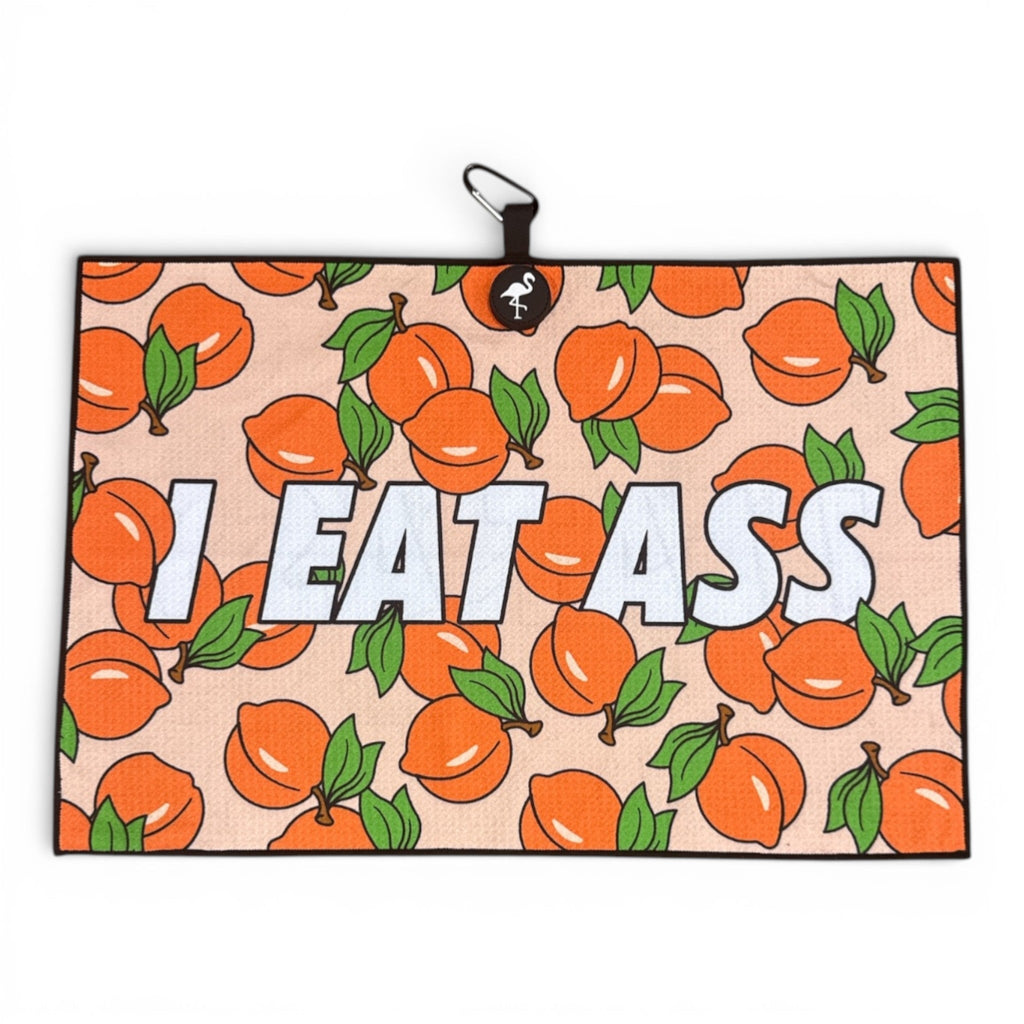 Novelty Peaches N’ Cream Golf Towel | Premium Double-Sided Microfiber | Heavy-Duty Magnetic Towel with Carabiner Clip | 24 x 16 in