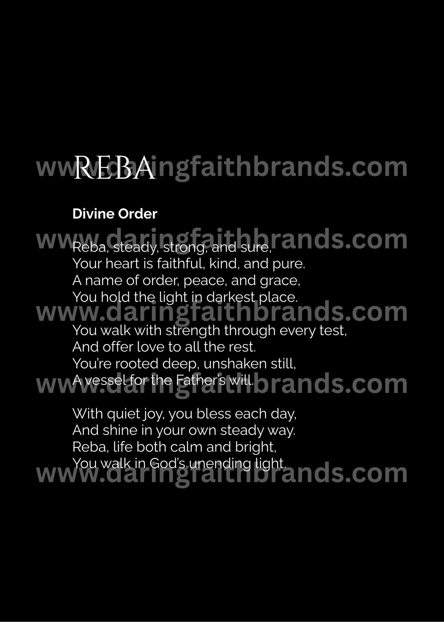 Reba - Name Meaning Poem - Digital Download