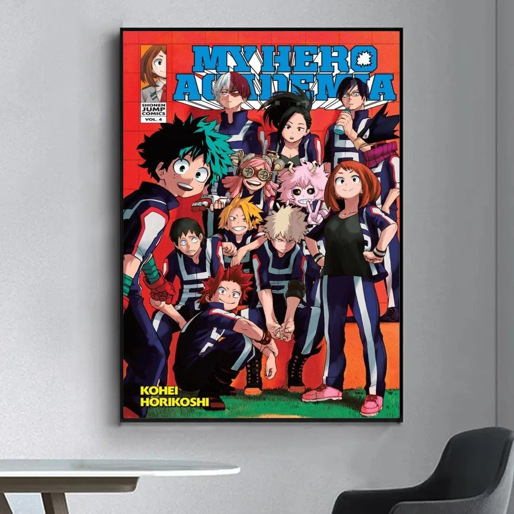 My Hero Academia Poster Fancy Wall Sticker for Living Room Bar Vintage Decorative Painting Middle