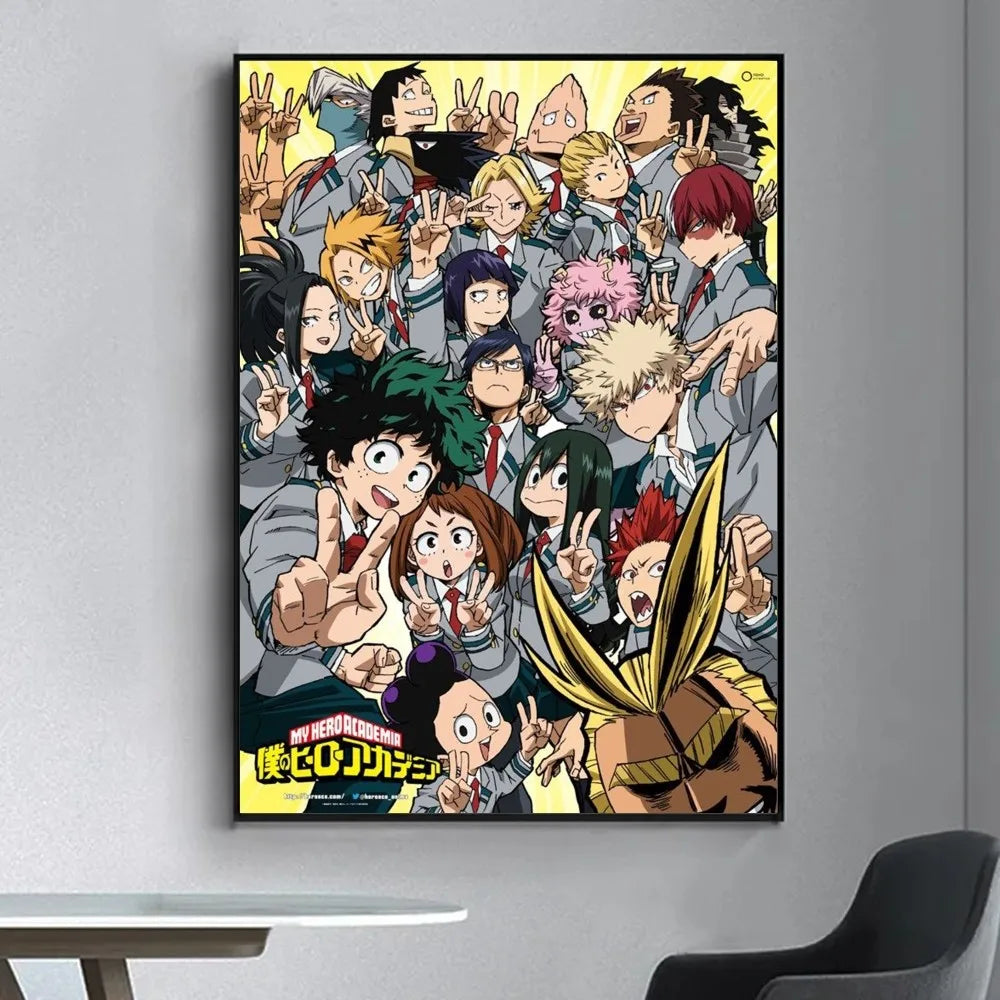 My Hero Academia Poster Fancy Wall Sticker for Living Room Bar Vintage Decorative Painting Middle