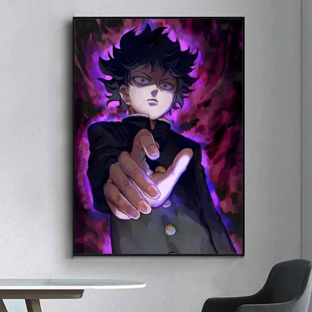 Anime Mob Psycho 100  Poster Fancy Wall Sticker for Living Room Bar Vintage Decorative Painting Middle