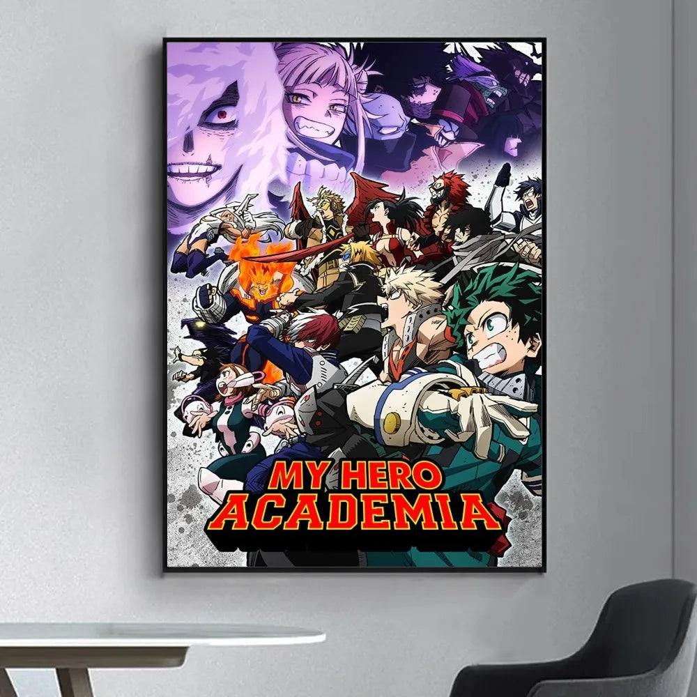 My Hero Academia Poster Fancy Wall Sticker for Living Room Bar Vintage Decorative Painting Middle