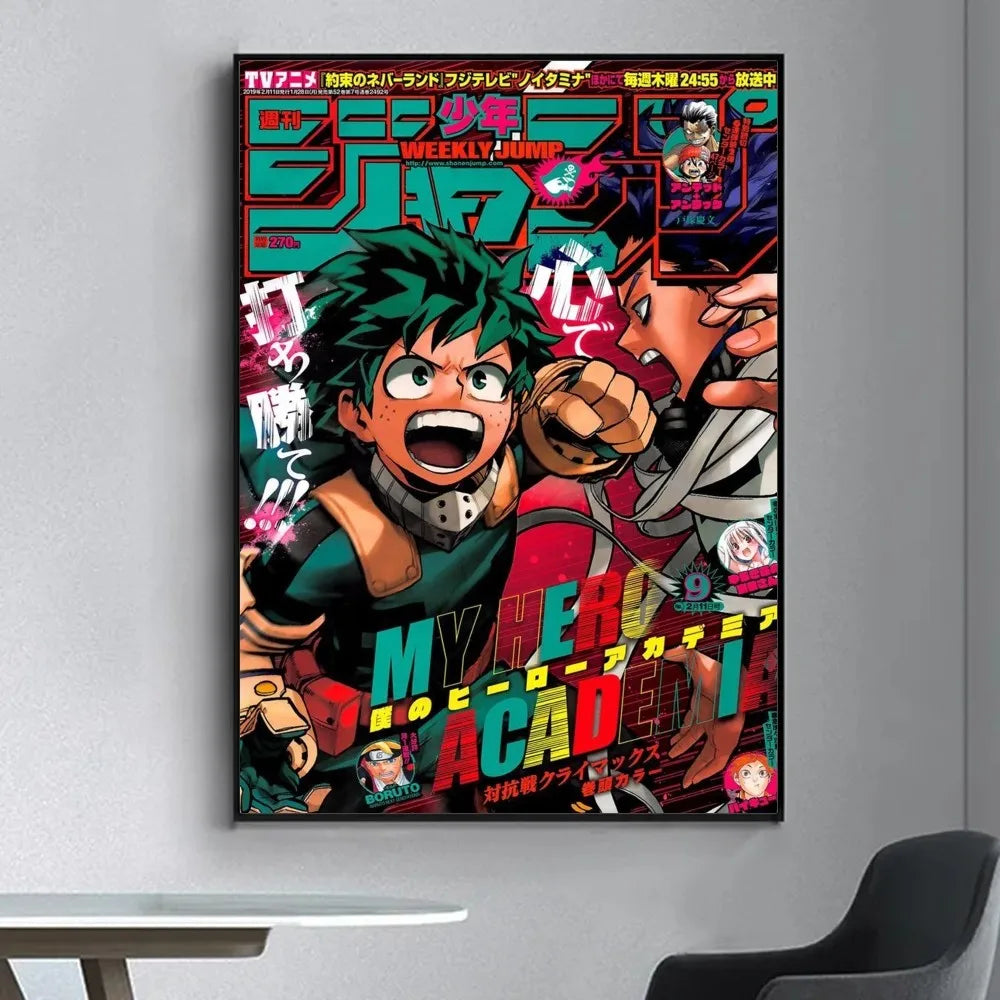 My Hero Academia Poster Fancy Wall Sticker for Living Room Bar Vintage Decorative Painting Middle
