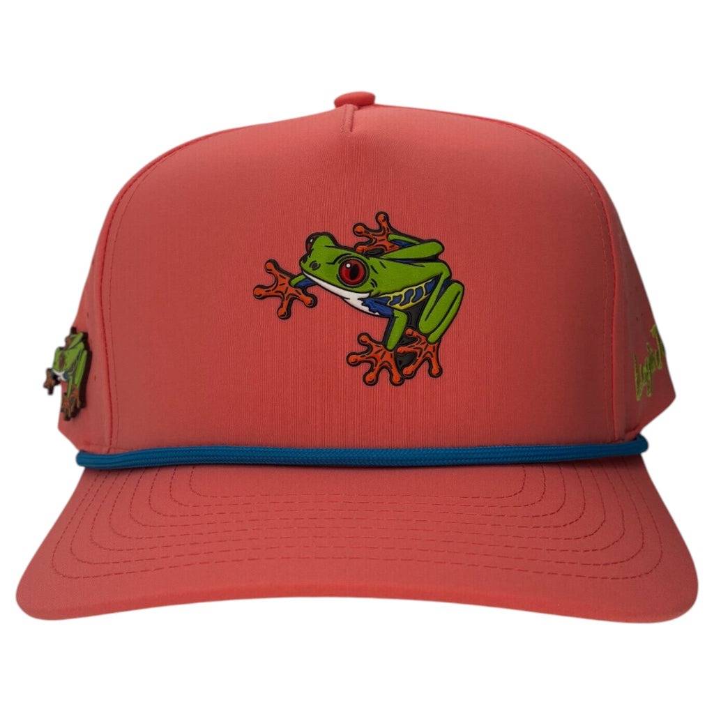 Tree Frog Golf Hat | Snapback Cap | Built-in Magnetic Ball Marker Holder + Marker Included | Adjustable | Red Eyed