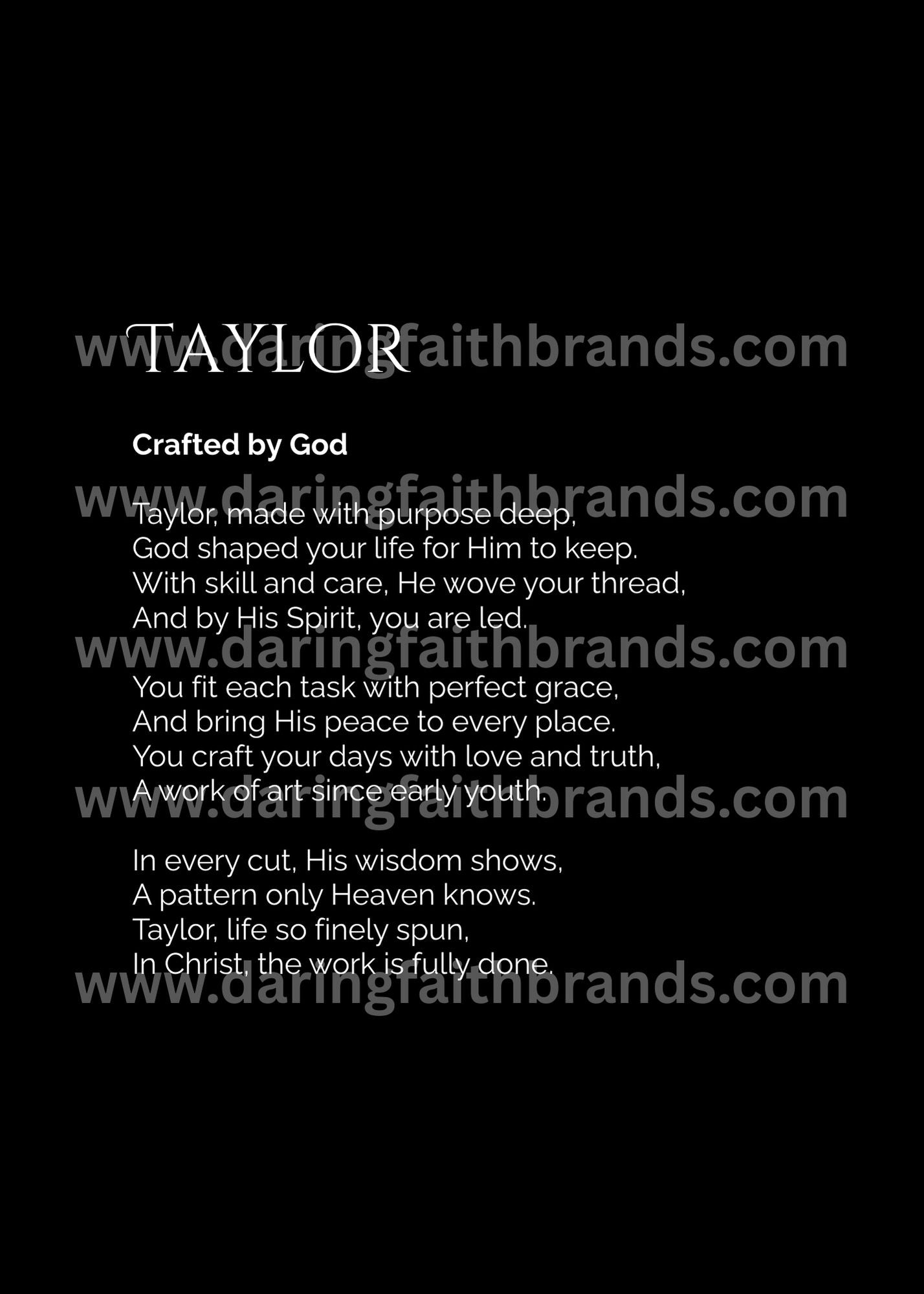 Taylor - Name Meaning Poem - Digital Download