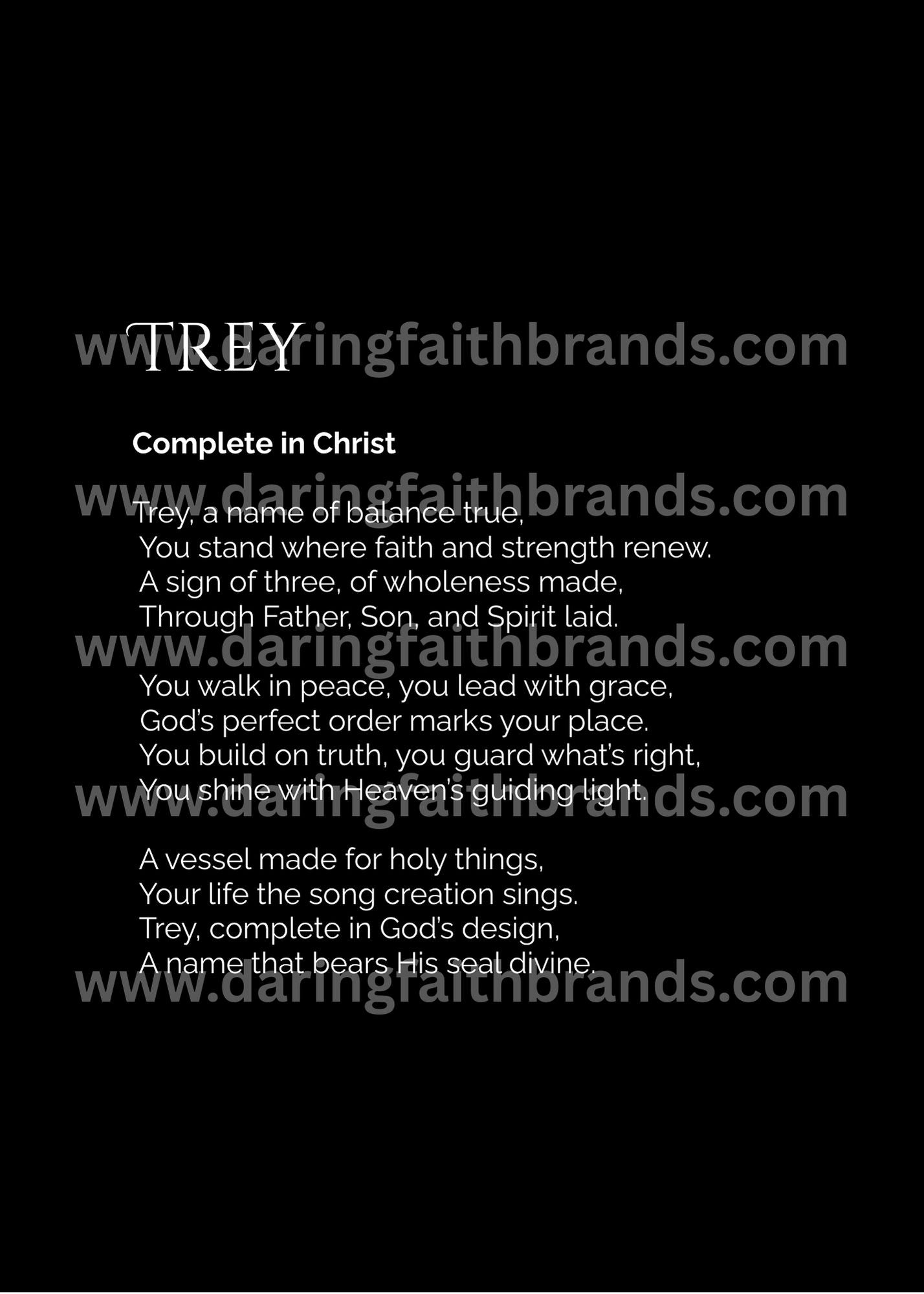 Trey - Name Meaning Poem - Digital Download