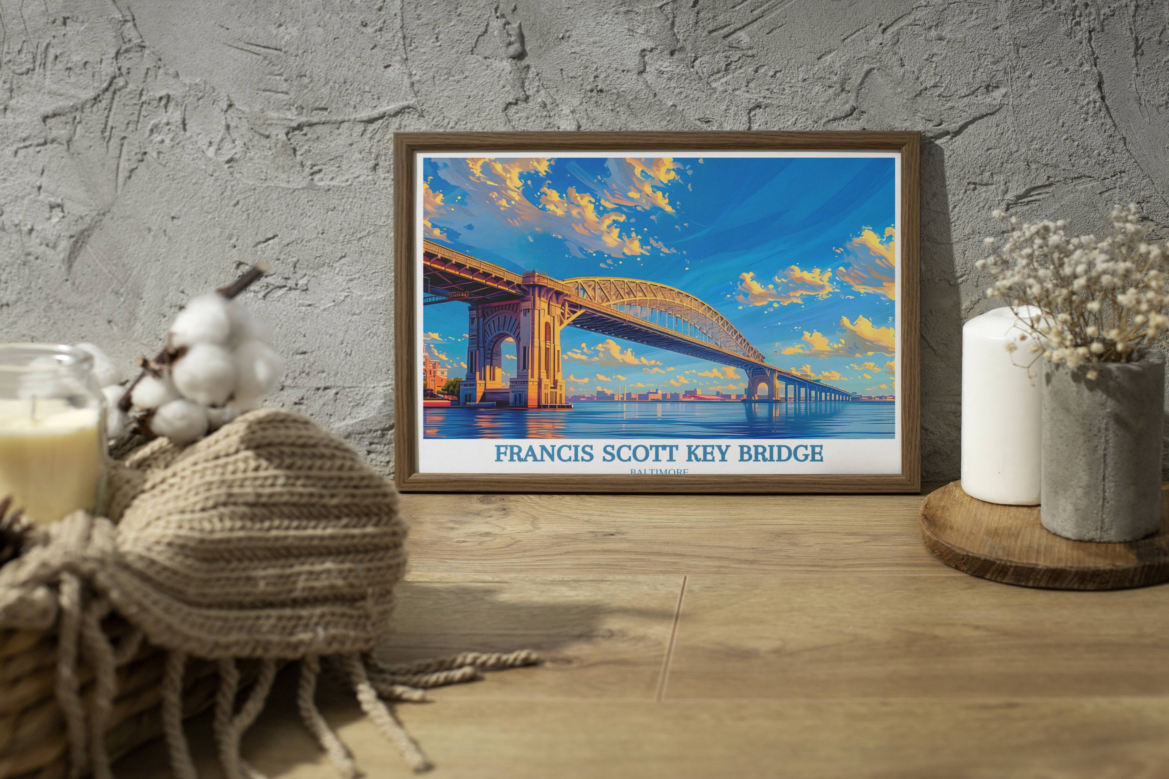 Baltimore Art Print - Baltimore Bridge - Francis Scott Key Bridge - Maryland Art Work  - Travel Poster - Digital Downloads