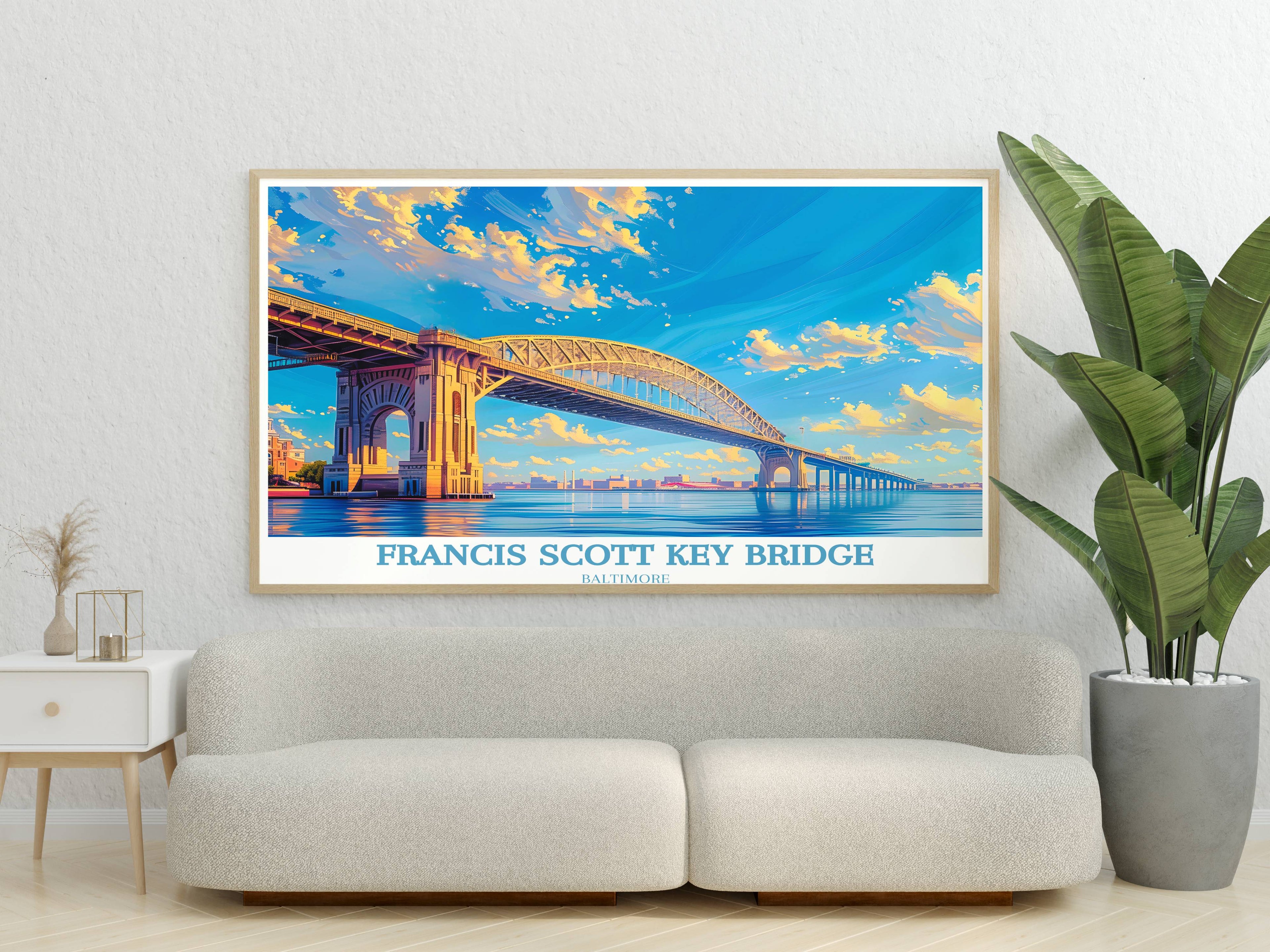 Baltimore Art Print - Baltimore Bridge - Francis Scott Key Bridge - Maryland Art Work  - Travel Poster - Digital Downloads