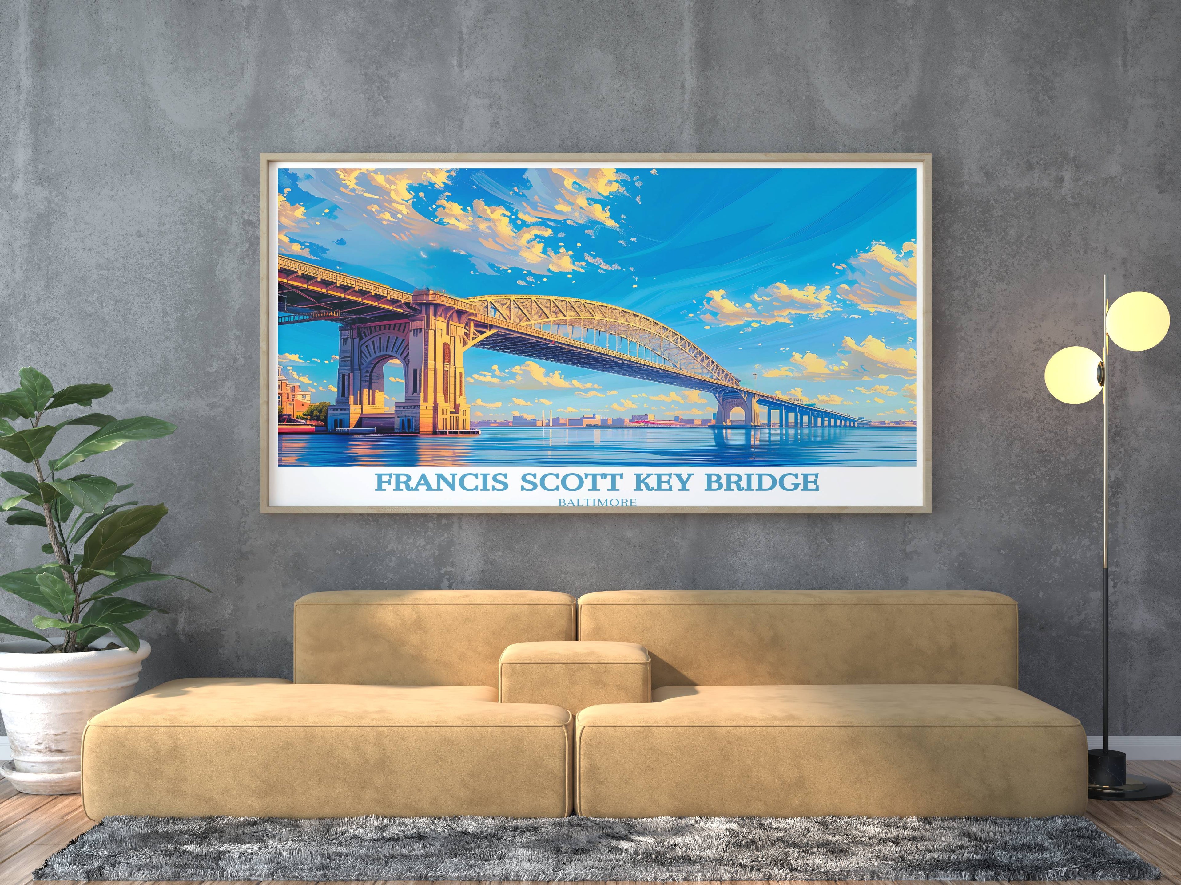 Baltimore Art Print - Baltimore Bridge - Francis Scott Key Bridge - Maryland Art Work  - Travel Poster - Digital Downloads