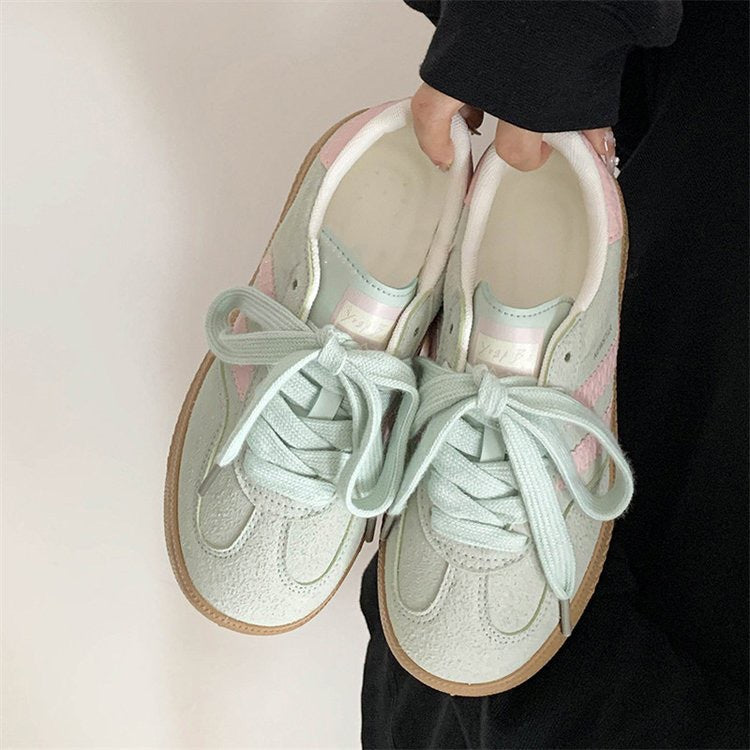 Women's Retro White Sneakers - Casual Sports Shoes with Thick Sole