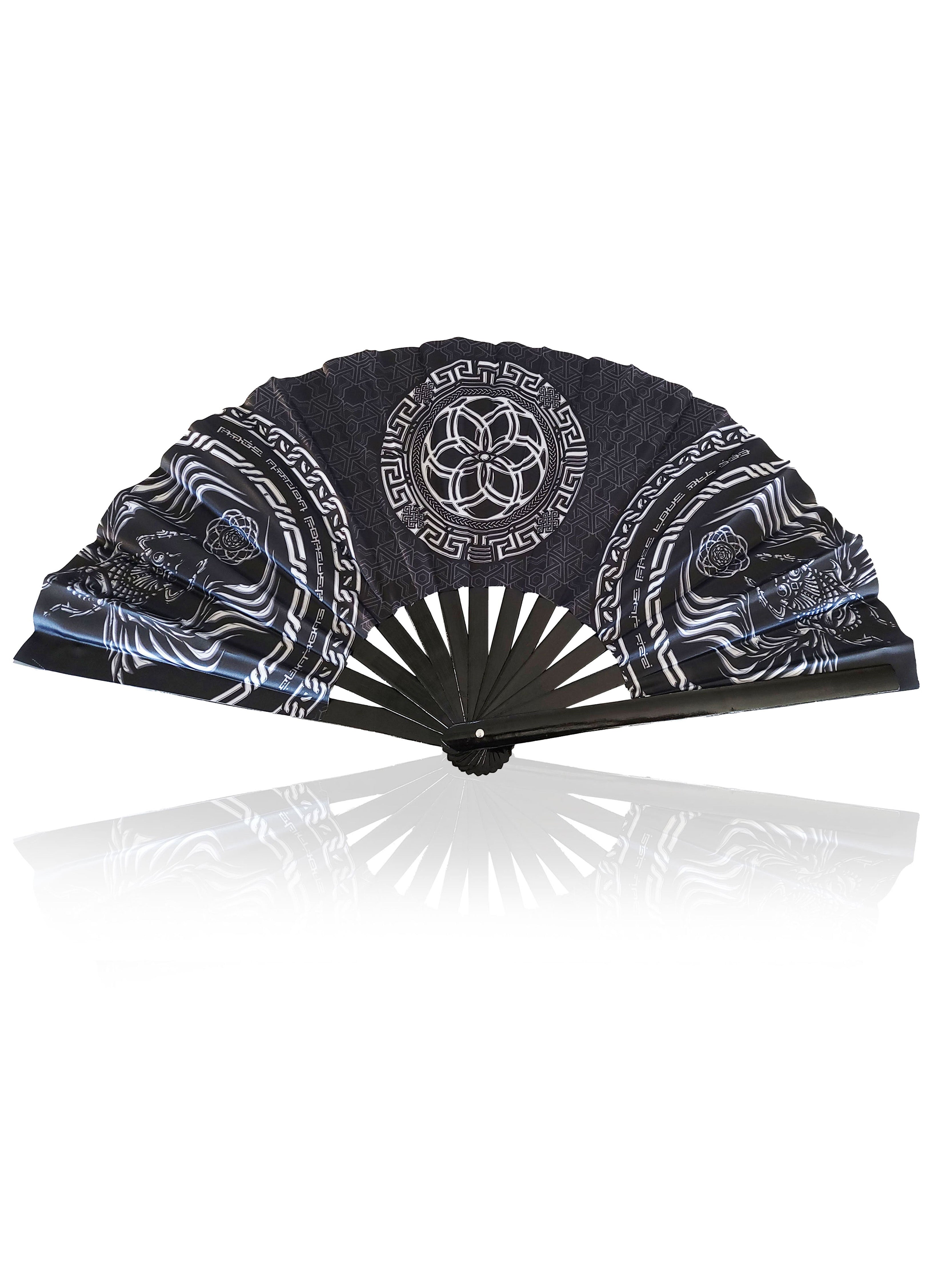 FOREVER EVOLVING SCARAB ✦ BLACK/WHITE Bamboo Fan