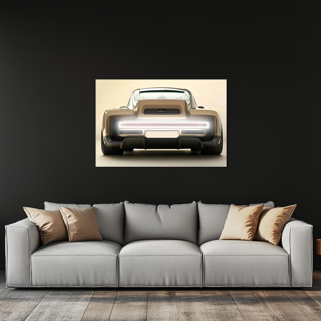 Retro Futuristic Car Neon Wall Art - UV Printed LED Plexiglass Sign for Garage, Man Cave & Showroom - Adjustable Light and Free Shipping