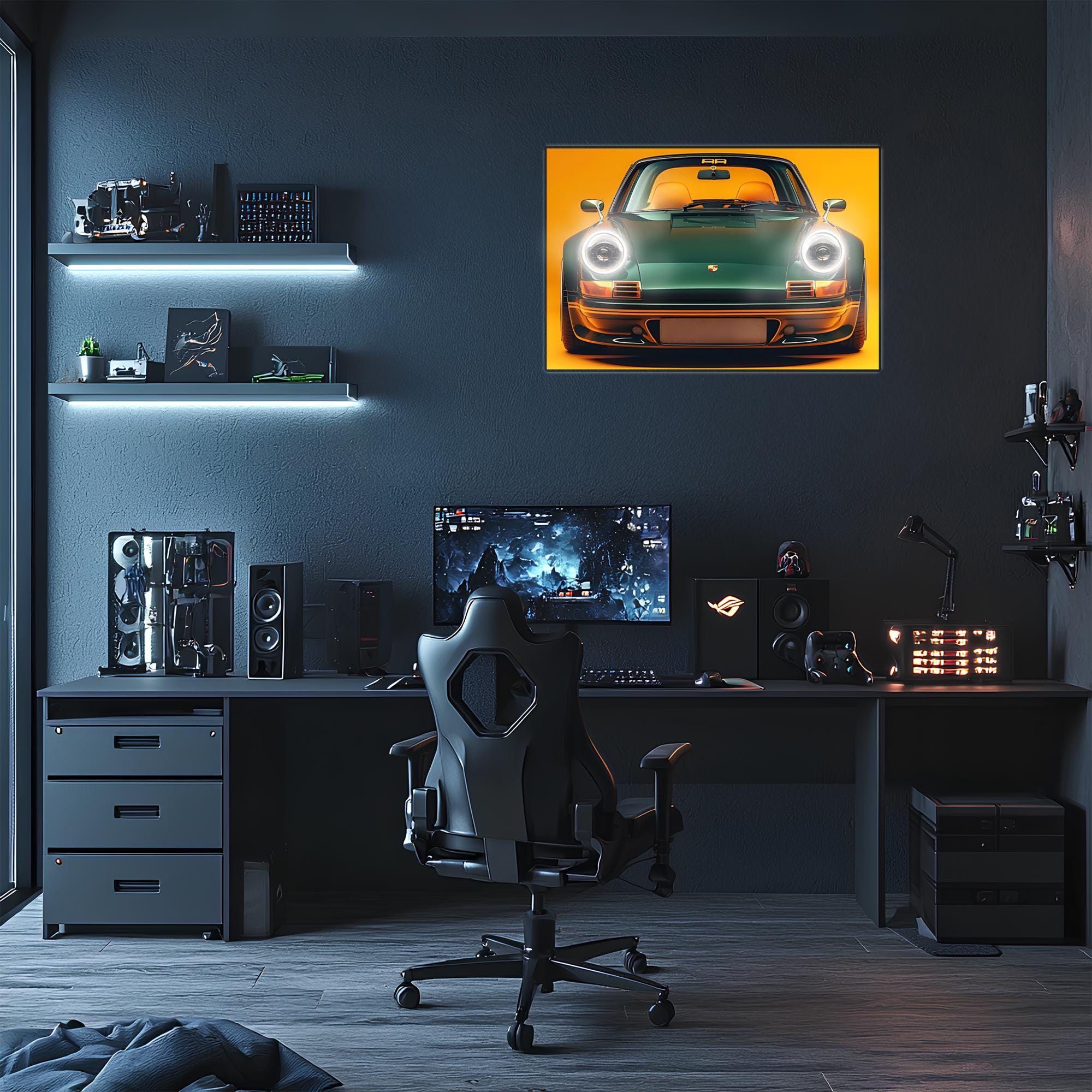 LED Retro Car Wall Art – UV‑Printed Acrylic with Dimmer Remote
